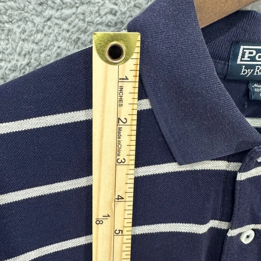 Ralph Lauren Polo Shirt Adult medium blue Pony pima cotton Preppy Casual Mens - Picture 4 of 8